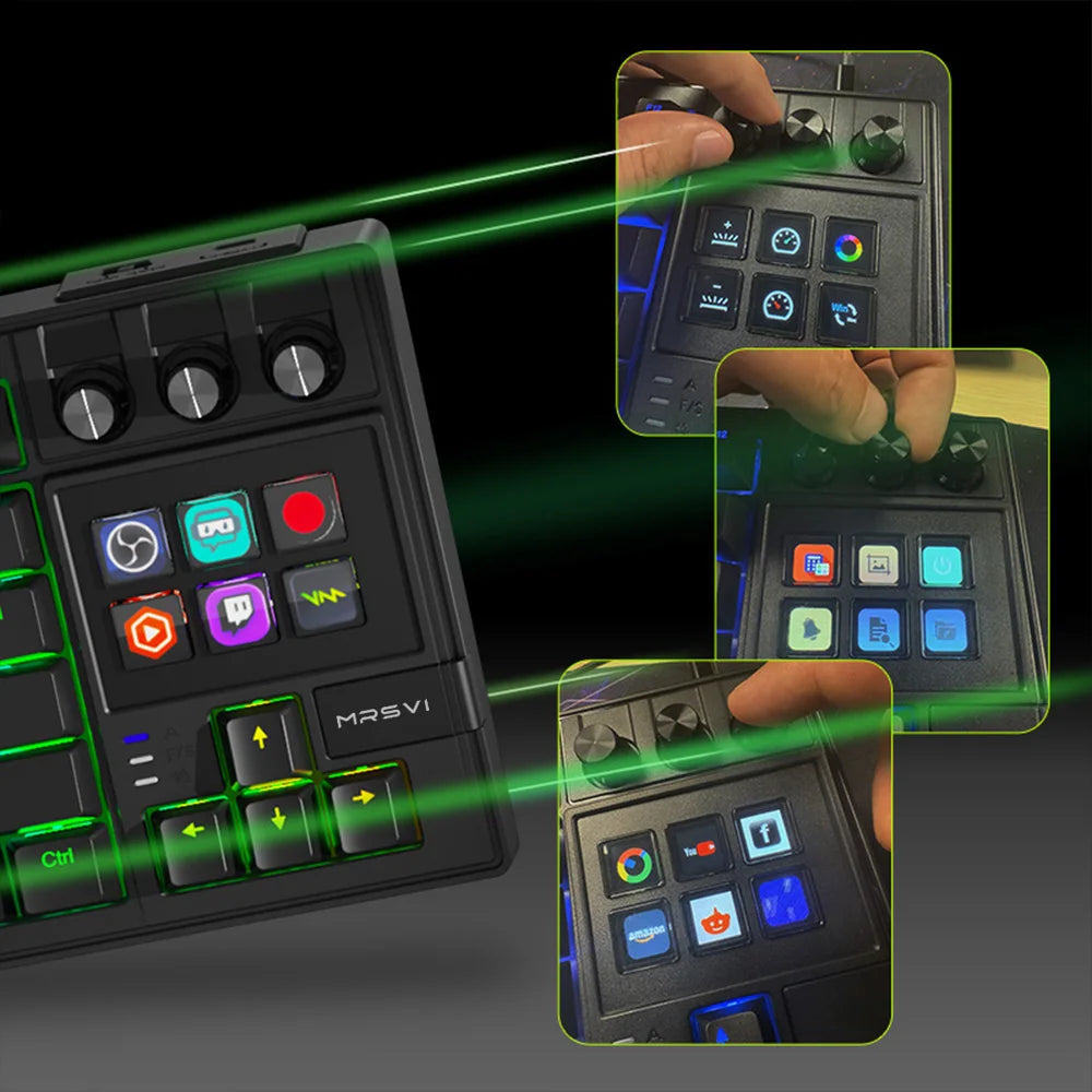 MRSVI K1 PRO Visual LCD AI Keyboard 80% Gaming Mechanical Keyboard Macro Red Axis Wired Detachable Cable RGB Backlight Hot Swap