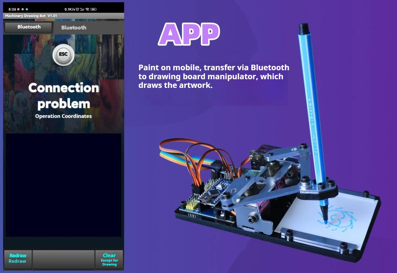 Arduino Drawing Board Robotic Arm,diy Drawing Robot,programming Learning Kit for University and High School Students,APP Control