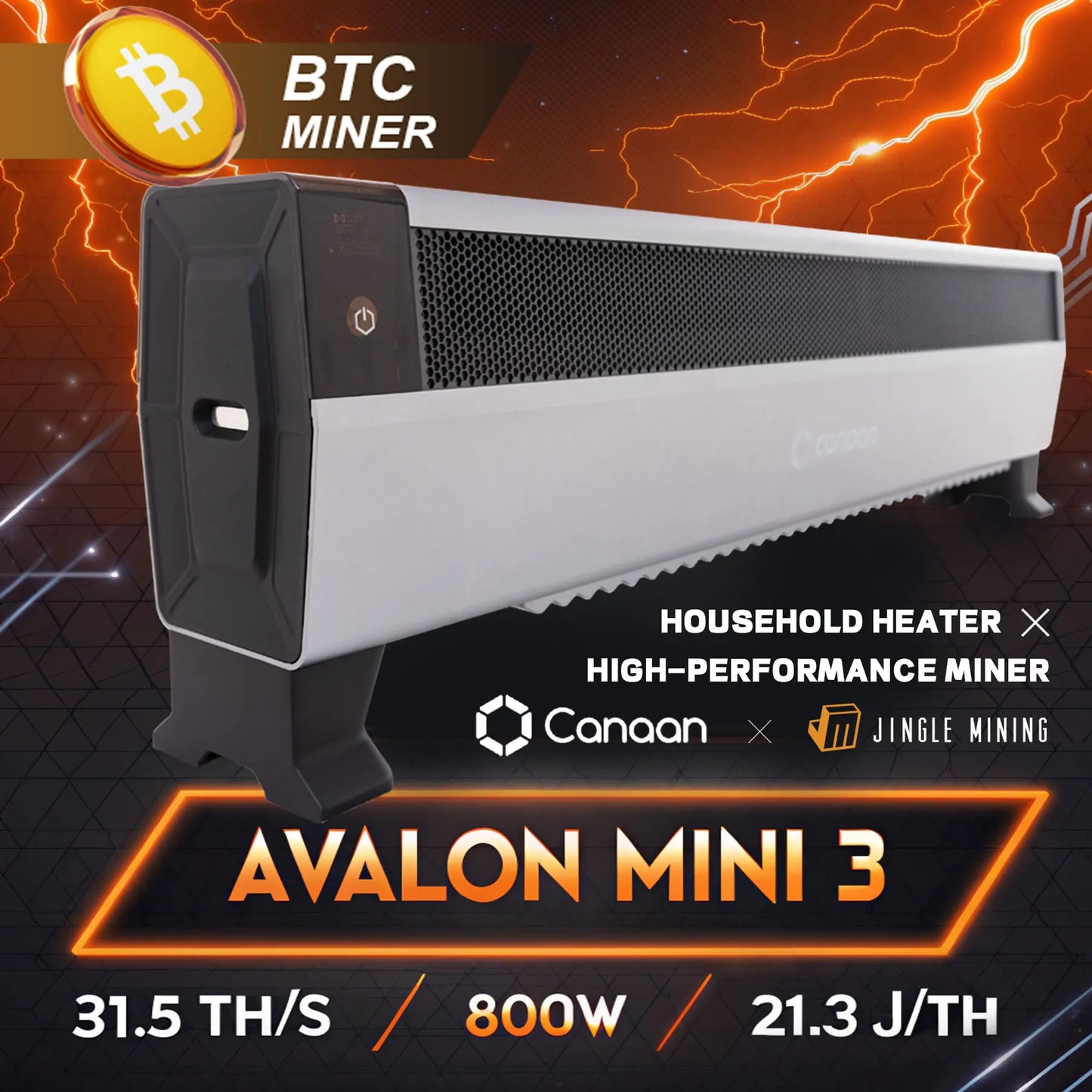 Jingle Mining Canaan Avalon Mini 3 Home 37.5THS 800w bitcoin miner crypto mining machine mini miner bitcone miners bitcion miner