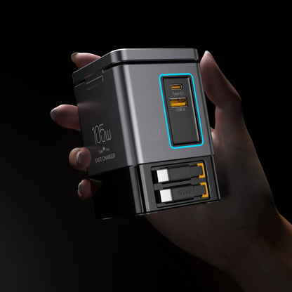 NEW GaN 6 in 1 105W Magnetic Wireless Charger Stand 15W Fast Wireless Charging Desktop Dock Station For iPhone16 15 14 13 Airpod