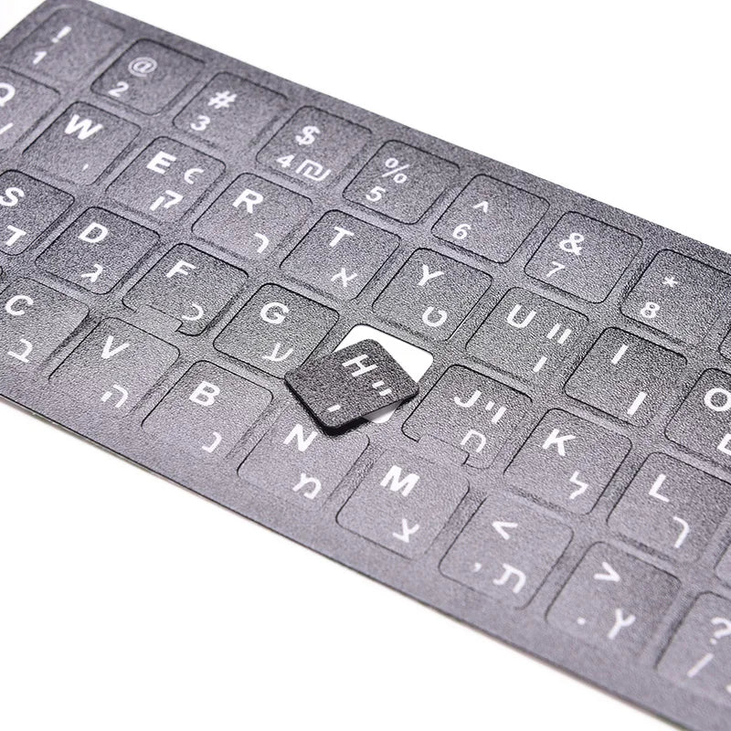 1Pcs Hebrew White letters Keyboard Stickers For Macintosh or Centered English letter