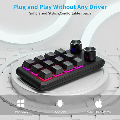 Bluetooth Programming Macro Custom Keyboard RGB 12 Keys 2 Knobs Copy Paste Photoshop Gaming Keypad Mechanical Hotswap Macropad