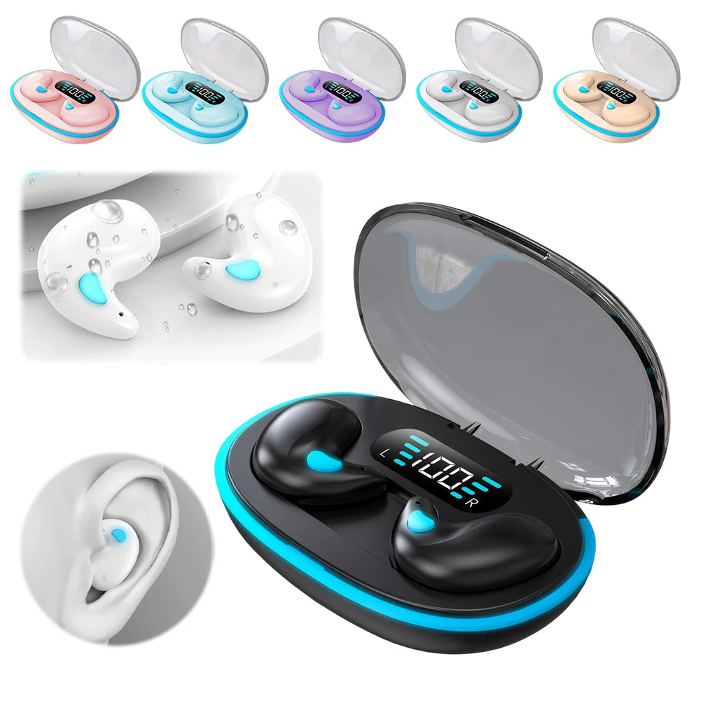 BT 5.3 Stereo Headphones Touch Control Invisible Sleep Earphones IPX5 Waterproof Sense-Free Micro Sleep Earbuds for Better Sleep