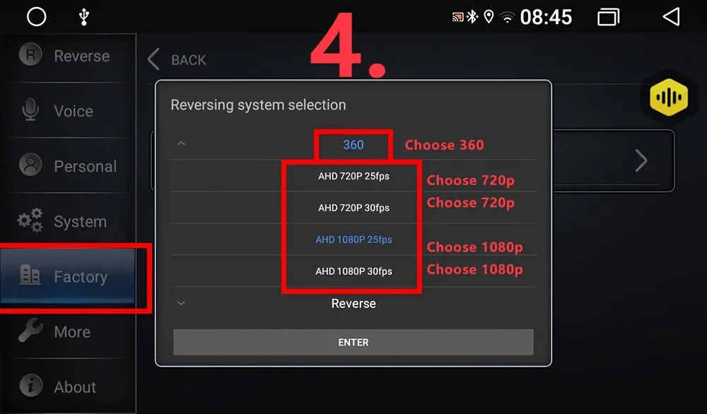Car Camera, 360° Surround Bird View, Four Way Left/Right/Front/Rear View, AHD 1080P/720P, Universally Applicable