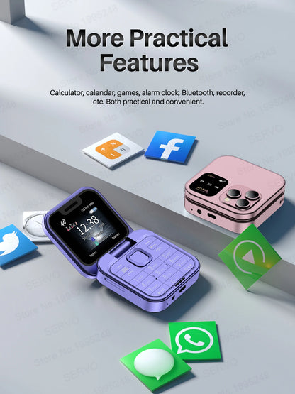 2025 NEW SERVO 4G LTE Cellular Folding Mobile Phone Dual SIM Card Speed Dial Magic Voice Call Recording Blacklist Flip Cellphone