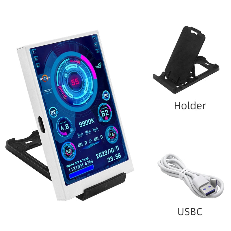 3.5 Inch Type-C Secondary Screen for Computer CPU RAM GPU HDD Monitor 320*480 IPS LCD ISB Display TURZX Software NO AIDA64