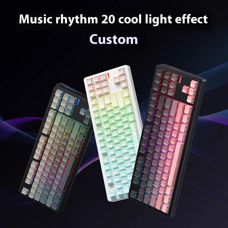 Riccks RS8 V2 Wireless Gaming Mechanical Keyboard Bluetooth 2.4G Wired 8000mAh RGB Hotswap Support QMK-VIA Keyboard for pc Gamer