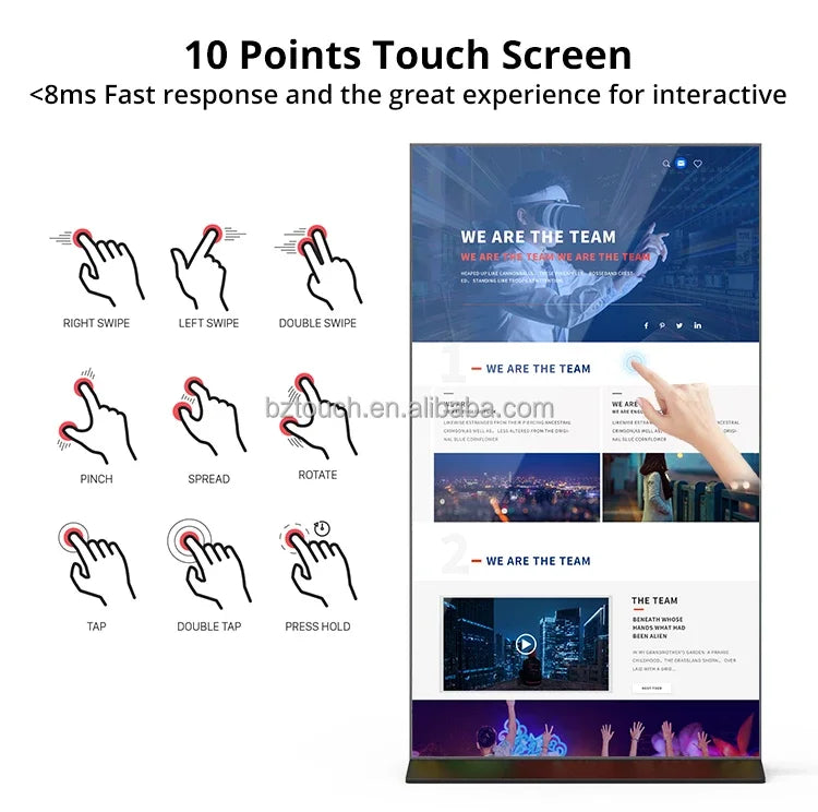 100" 85" 75" 65"55"43"4K Lcd M onitors Totem Led Display Smart Board Kiosk Stands Advertising Screen Digital Signage And Display