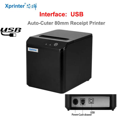 Xprinter 80mm Auto Cuter Thermal Receipt Kitchen POS Printer Mini  USB LAN Mini Printer With Order Reminder Support Mac/IOS