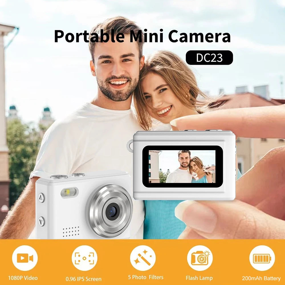 0.96''Mini 1080P Digtal Camera with Small Screen Bodycam Compact Portable Retro Kids Camcorder Video Recorder Support TF Card
