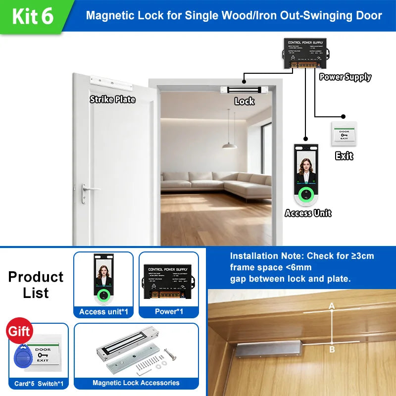5.5-inch Aluminum Alloy Biometric Face Palm QR RFID Access Control Terminal with Video Intercom Cloud PC Software TCP/IP USB