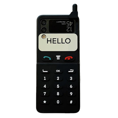 3D Antenna Game Boy Phone Case For Samsung Galaxy Z Flip 6 5 Luxury Hard Plastic Frame Silicone Cover For Samsung Z Flip 3 4 5G