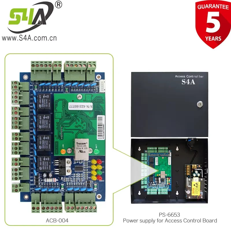 S4A Four Door Network Access Control Panel Board With Software Communication Protocol TCP/IP Board Wiegand Reader for 4 Door Use