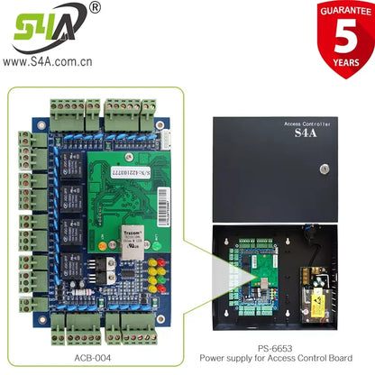 S4A Four Door Network Access Control Panel Board With Software Communication Protocol TCP/IP Board Wiegand Reader for 4 Door Use