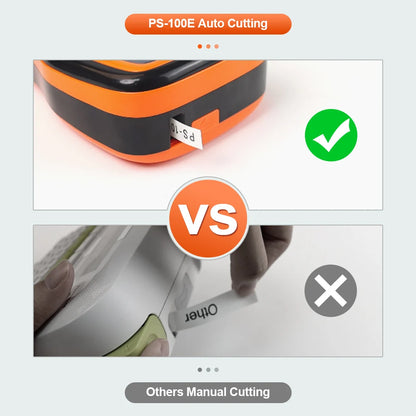 Portable Label Maker PS100E Label Printer Automatic Cutting Industrial Label Machine with 5PK 12mm Label for Brother TZe231 Tape