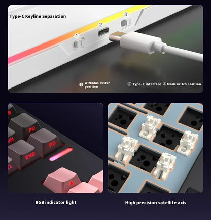 Riccks RS8 V2 Wireless Gaming Mechanical Keyboard Bluetooth 2.4G Wired 8000mAh RGB Hotswap Support QMK-VIA Keyboard for pc Gamer