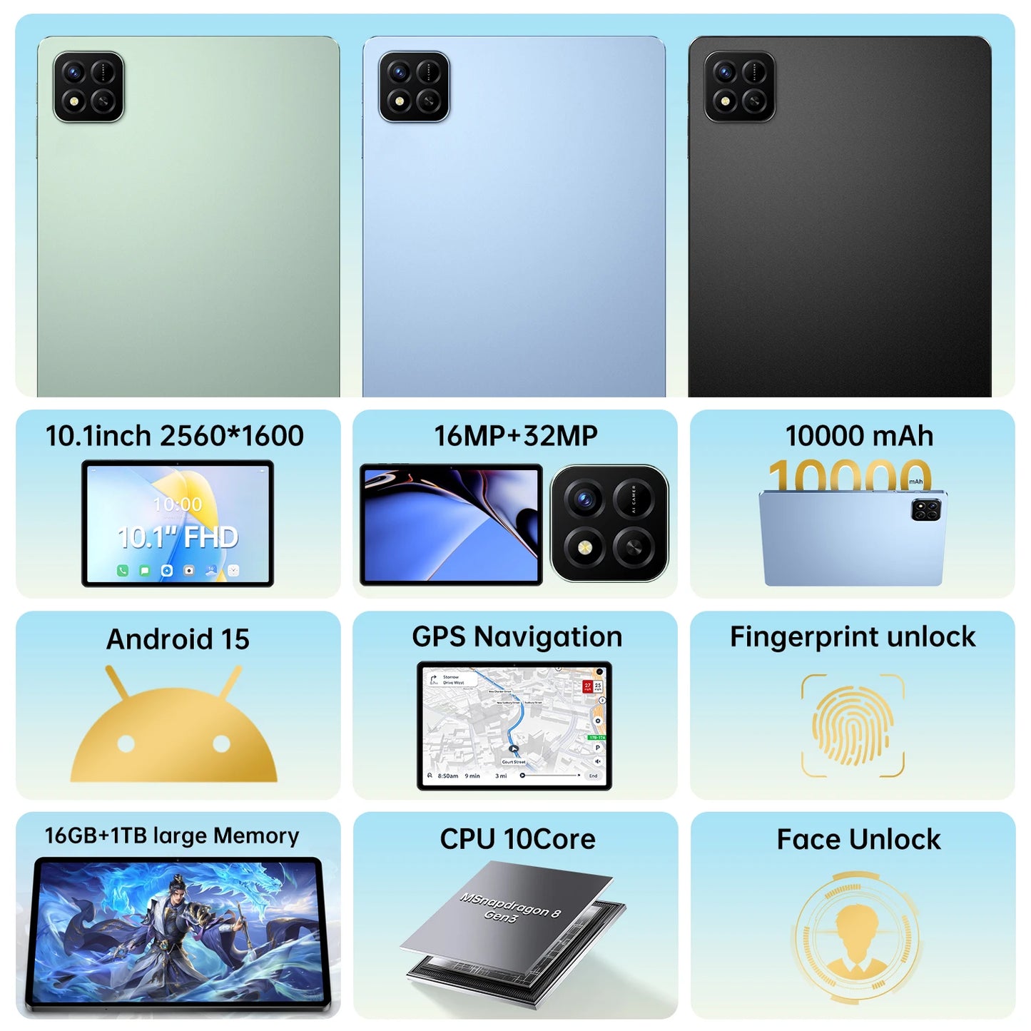 2025 New Original Tablet Pad 7 Pro Snapdragon 10.1inch High-Definition Screen Global 10000mAh 5G Dual Card WiFi Tablet