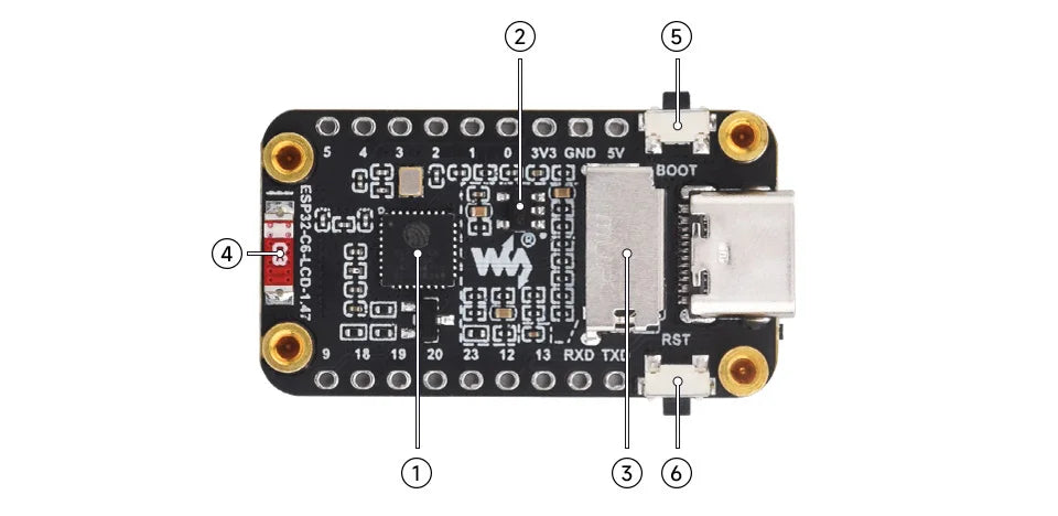 ESP32-C6 1.47Inch LCD Screen WiFi 6 & Bluetooth ESP32 C6 1.47 inch Display Type-C Development Board Waveshare LCD