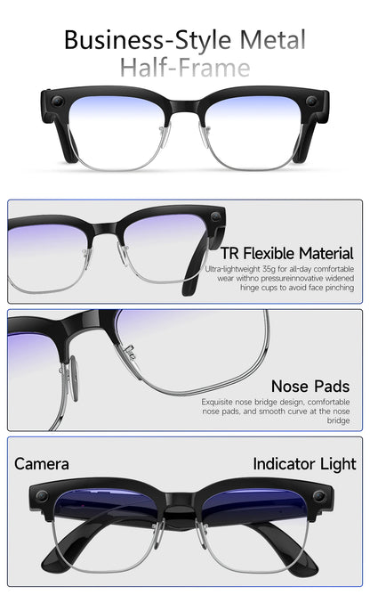 AI Smart Translation Smart Glasses 8 Million HD Camera Optical Image Stabilization Dual Microphone Noise Reduction Smart Glasses