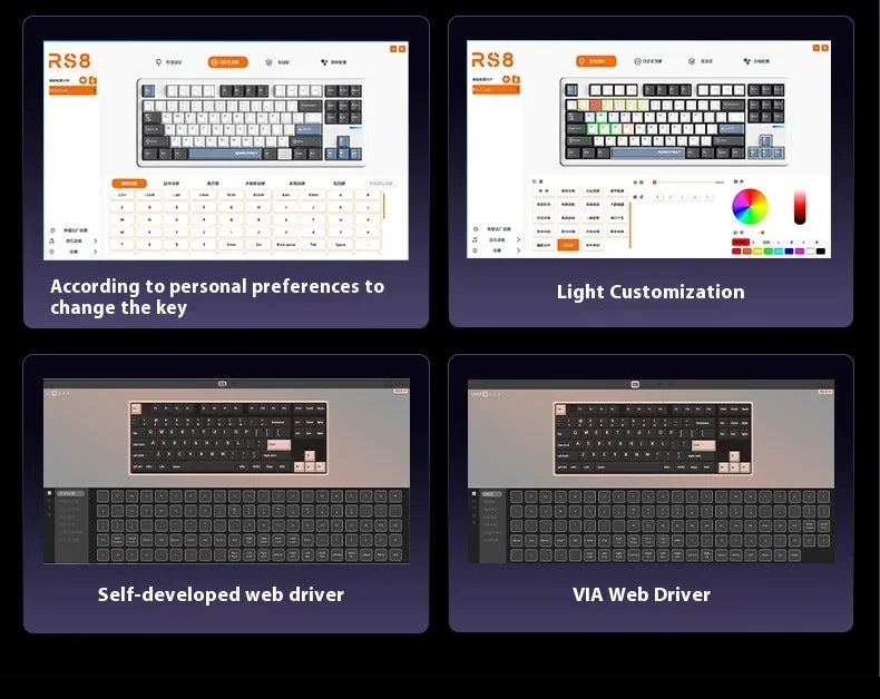 Riccks RS8 V2 Wireless Gaming Mechanical Keyboard Bluetooth 2.4G Wired 8000mAh RGB Hotswap Support QMK-VIA Keyboard for pc Gamer