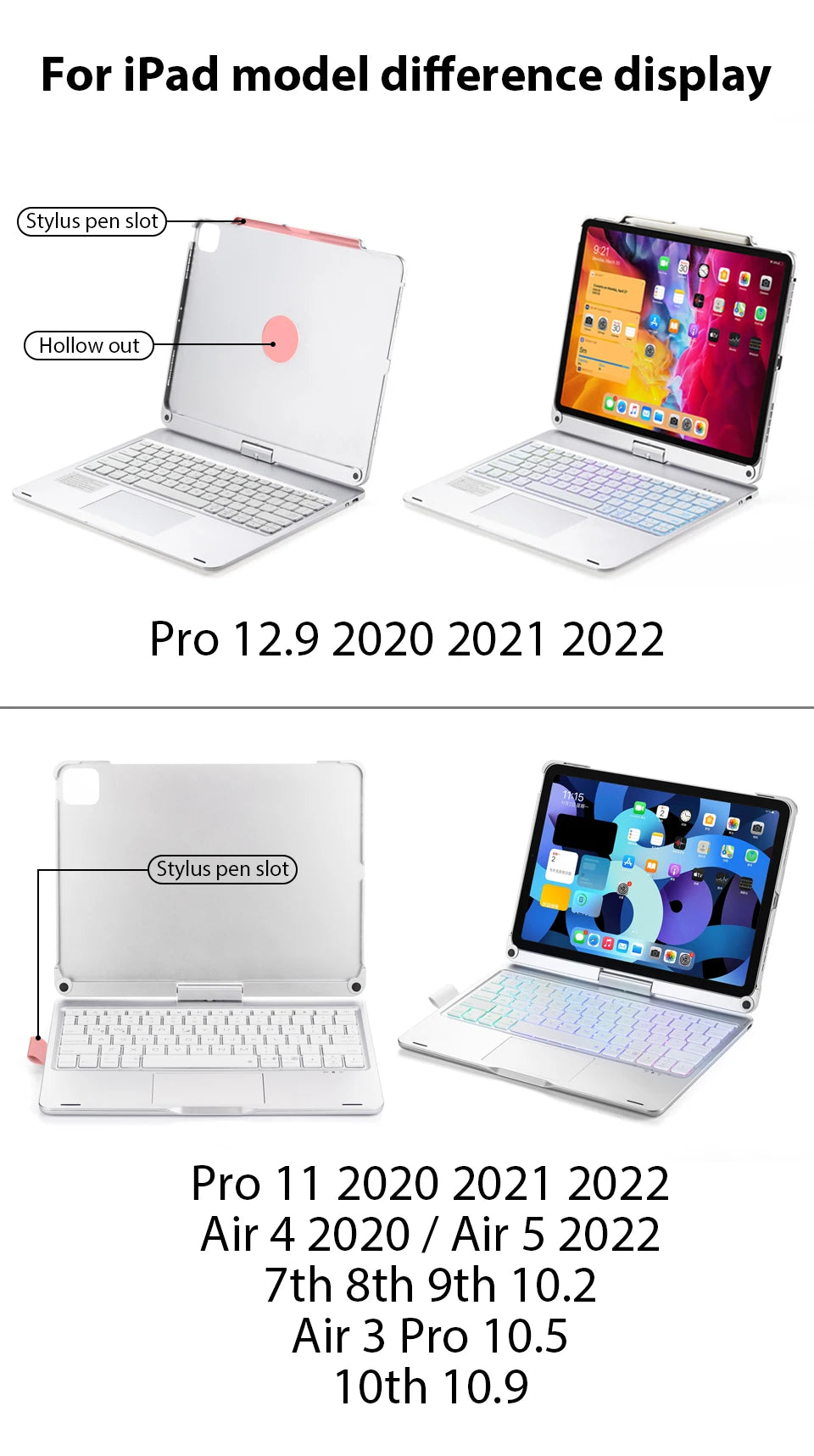 Magic Keyboard Case For Ipad Pro 13 11 12.9 2024 Mini 6 Air 5 4 M4 M2 10 9 9th 10th Generation 10.9 10.2 Funda Cover Accessories