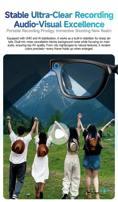 Smart Glasses 8 Million Pixels Recording Videos AI Photo Recognition Answer Translation 270mAh IP65 Waterproof Bluetooth Glasses