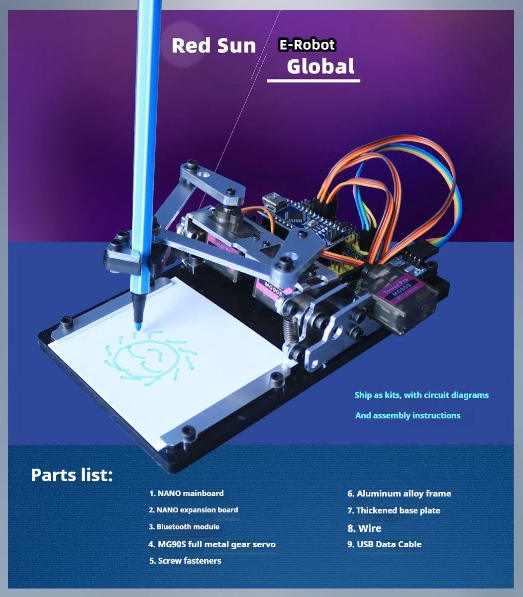Arduino Drawing Board Robotic Arm,diy Drawing Robot,programming Learning Kit for University and High School Students,APP Control