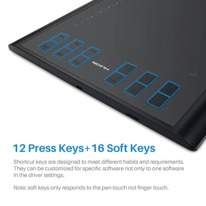 HUION Inspiroy H1060P Graphics Drawing Tablet with 8192 Pressure Sensitivity Battery-Free Stylus and 12 Customized Hot Keys, 10