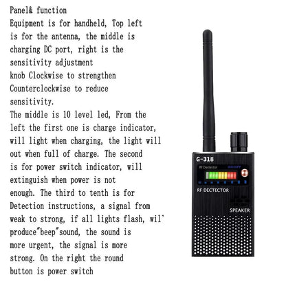 Super Sensitive Audio Bug Detector Camera Detector GSM GPS Full Range RF Bug Tracker Detectors Anti Spy Gadgets G618W G618 G318