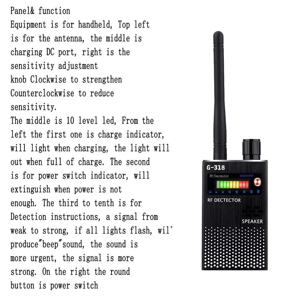 Super Sensitive Audio Bug Detector Camera Detector GSM GPS Full Range RF Bug Tracker Detectors Anti Spy Gadgets G618W G618 G318