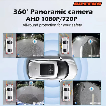 Car Camera, 360° Surround Bird View, Four Way Left/Right/Front/Rear View, AHD 1080P/720P, Universally Applicable