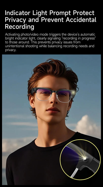 AI Smart Translation Smart Glasses 8 Million HD Camera Optical Image Stabilization Dual Microphone Noise Reduction Smart Glasses
