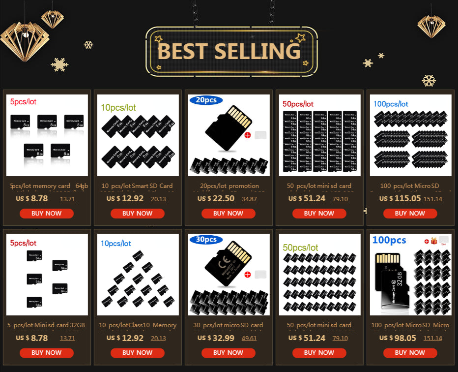 30 pcs/lot SD card 64GB 32GB class10 high speed smart tf sd 16GB 8GB 4GB memory card for phone/PC/camera with white box for gift