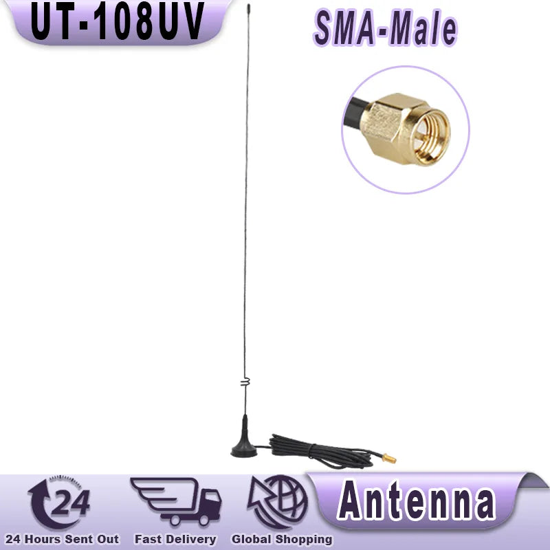 UT-108UV Walkie Talkie Car Antenna Magnetic SMA-F Dual Band UHF VHF for Baofeng UV-5R TYT WOUXUN Quansheng UV-K5 8 Two Way Radio