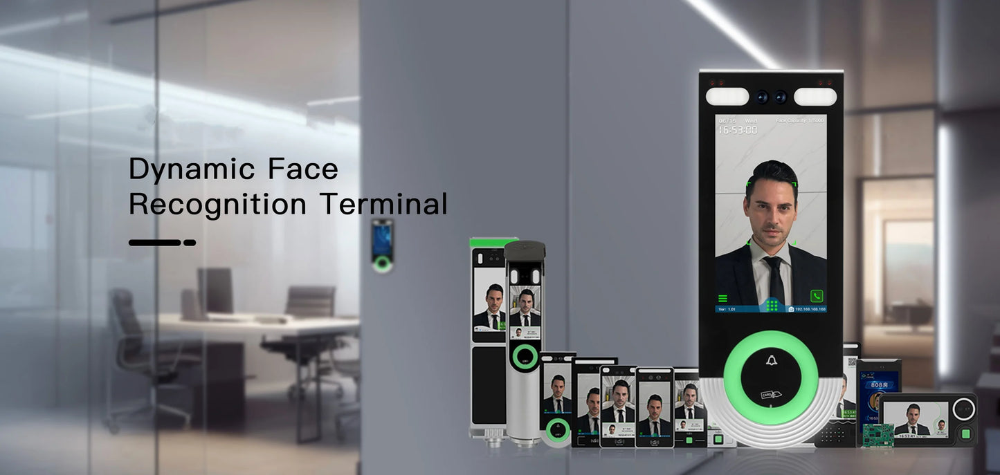 5.5-inch Aluminum Alloy Biometric Face Palm QR RFID Access Control Terminal with Video Intercom Cloud PC Software TCP/IP USB