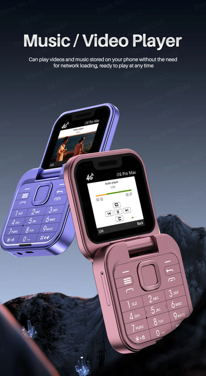 2025 NEW SERVO 4G LTE Cellular Folding Mobile Phone Dual SIM Card Speed Dial Magic Voice Call Recording Blacklist Flip Cellphone