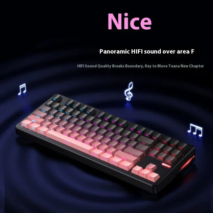 Riccks RS8 V2 Wireless Gaming Mechanical Keyboard Bluetooth 2.4G Wired 8000mAh RGB Hotswap Support QMK-VIA Keyboard for pc Gamer
