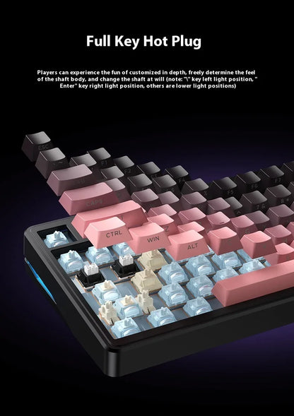 Riccks RS8 V2 Wireless Gaming Mechanical Keyboard Bluetooth 2.4G Wired 8000mAh RGB Hotswap Support QMK-VIA Keyboard for pc Gamer