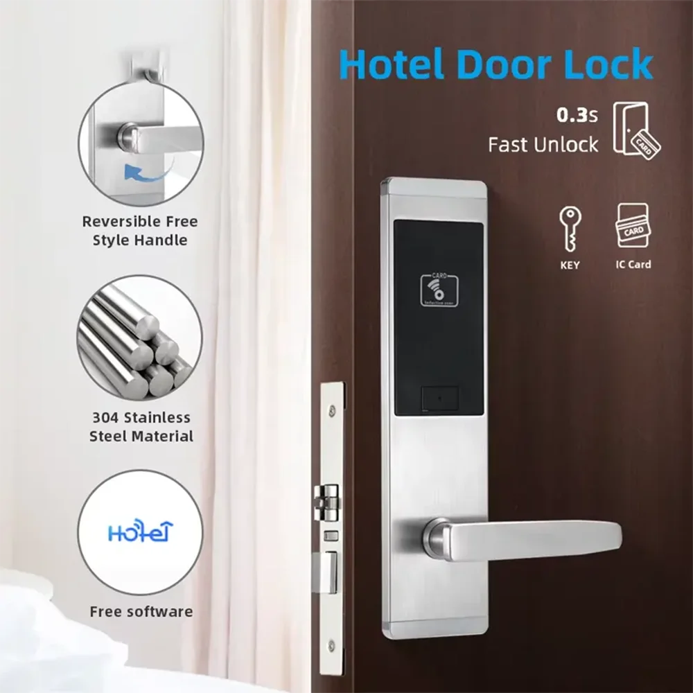 Wholesale Locstar Best Selling Security Rf Card Management System Software Electronic Keyless Door Lock for Hotel Front Doors