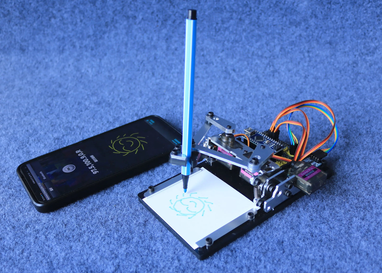 Arduino Drawing Board Robotic Arm,diy Drawing Robot,programming Learning Kit for University and High School Students,APP Control