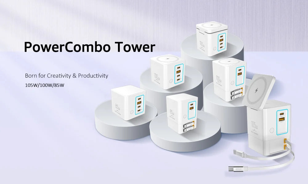 NEW GaN 6 in 1 105W Magnetic Wireless Charger Stand 15W Fast Wireless Charging Desktop Dock Station For iPhone16 15 14 13 Airpod