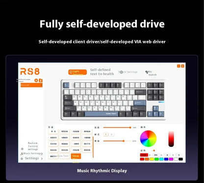 Riccks RS8 V2 Wireless Gaming Mechanical Keyboard Bluetooth 2.4G Wired 8000mAh RGB Hotswap Support QMK-VIA Keyboard for pc Gamer