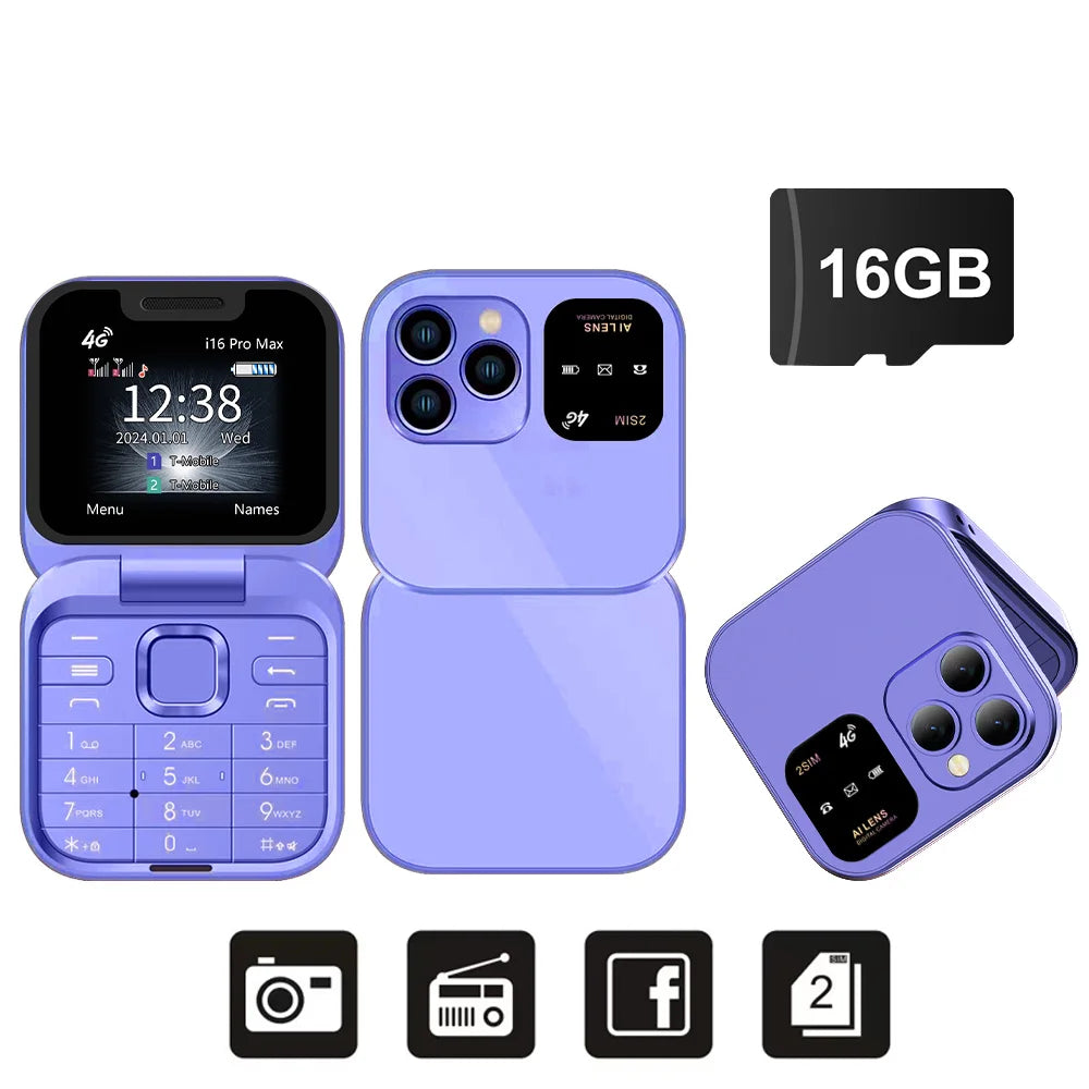 2025 NEW SERVO 4G LTE Cellular Folding Mobile Phone Dual SIM Card Speed Dial Magic Voice Call Recording Blacklist Flip Cellphone