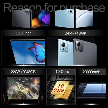 2025 Original Pad 7 Ultra 11inch tablet Android 15 22GB 2TB Snapdragon 8 Gen2 4K HD 4G/5G WIFI WPS 20000mAh MI tablets Tab PC