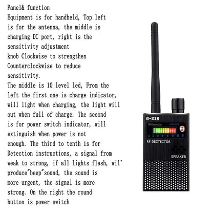 Wifi Hidden Camera RF uav Detector Audio Bug GPS Anti Spy Gadgets GSM 2G 3G 4G 5G All Signal Jammer gps Tracker Blocker Device