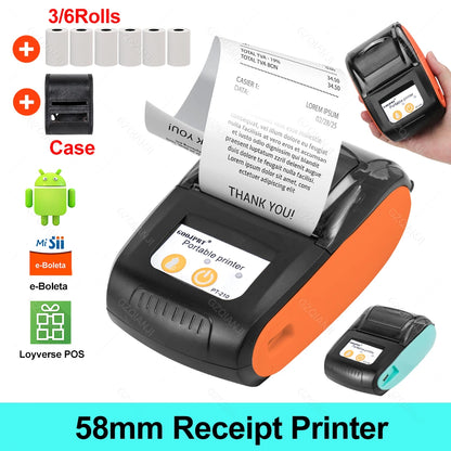 PT-210 58mm 2'' Inch Mini Portable Thermal Printer Wireless Receipt POS Maker Machine Bluetooth for Windows Android iOS Printing