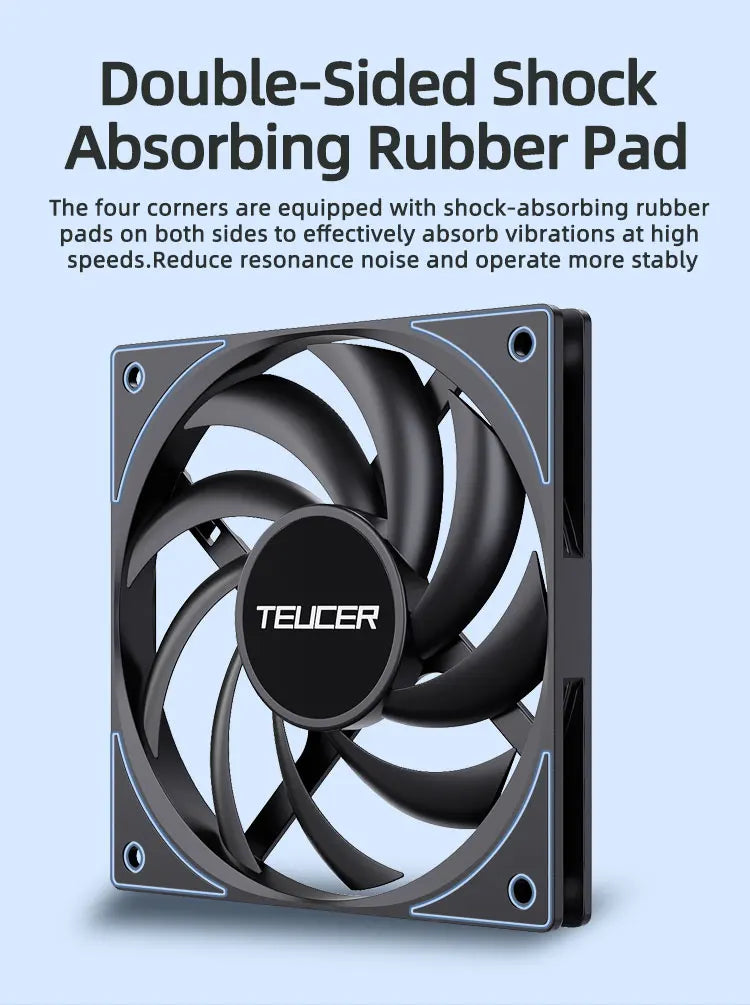 TEUCER UT-12015 PC Fan 120x120x15mm Slim FDB Bearing Case Fan with PWM Sharing Technology (PST), Quiet Motor, 800–2400 RPM