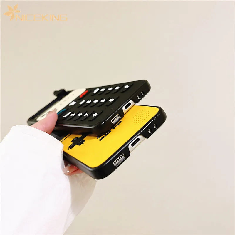 3D Antenna Game Boy Phone Case For Samsung Galaxy Z Flip 6 5 Luxury Hard Plastic Frame Silicone Cover For Samsung Z Flip 3 4 5G