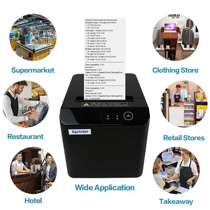 Xprinter 80mm Auto Cuter Thermal Receipt Kitchen POS Printer Mini  USB LAN Mini Printer With Order Reminder Support Mac/IOS