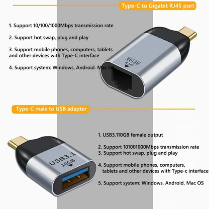 HDMI-compatible USB Type C Adapter to DP/VGA/Mini DP/RJ45 4K/8K 60Hz Vedio Transfer Converter for Laptop Phone Macbook Pro Air